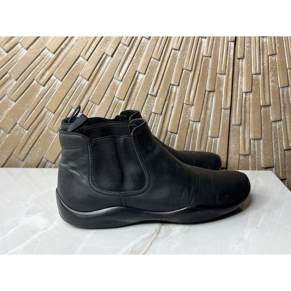 Vtg Prada Men Sport Chelsea Boots 0828 Gore Black Leather Sz Uk 7.5 Us 8.5 Shoes - Picture 2 of 11